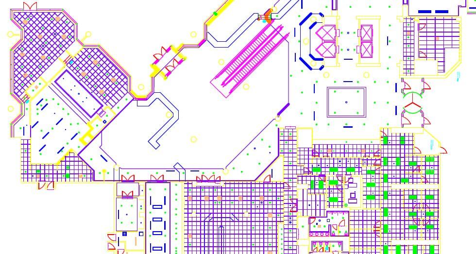 Colored CAD floor plan linework