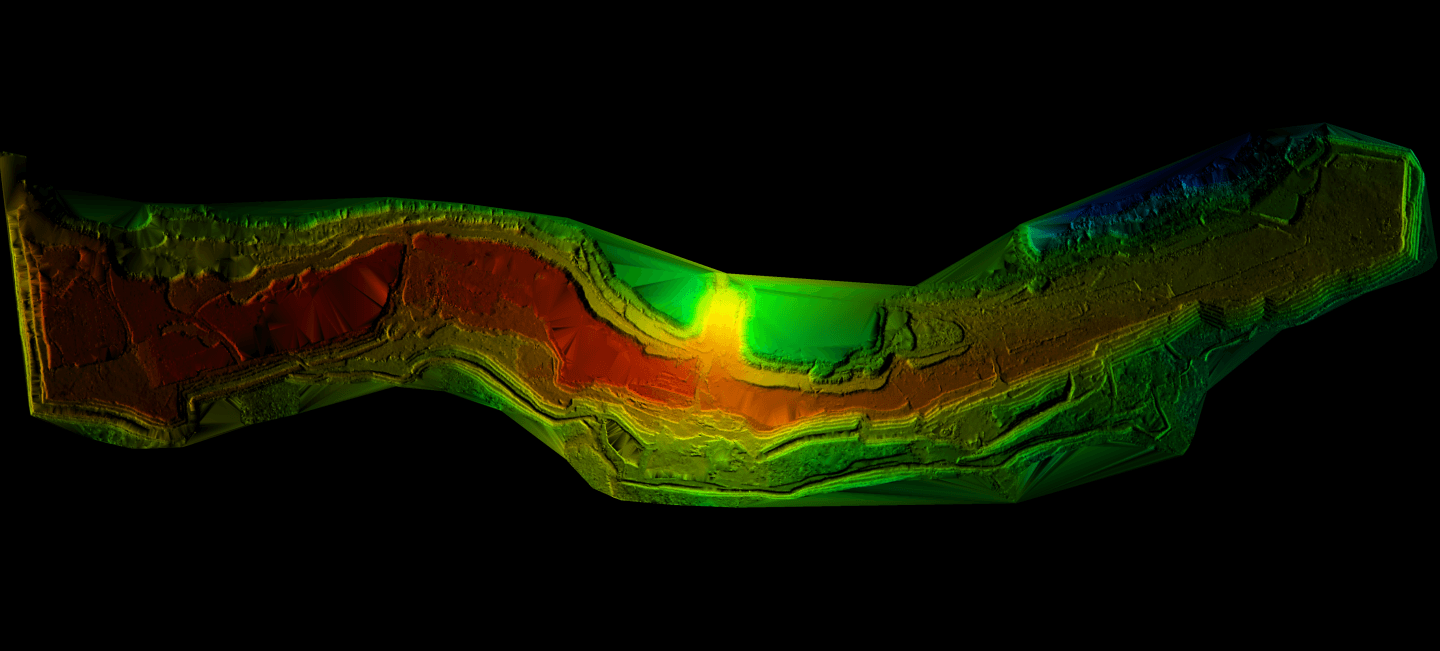 Elevation-shaded terrain model from aerial LiDAR
