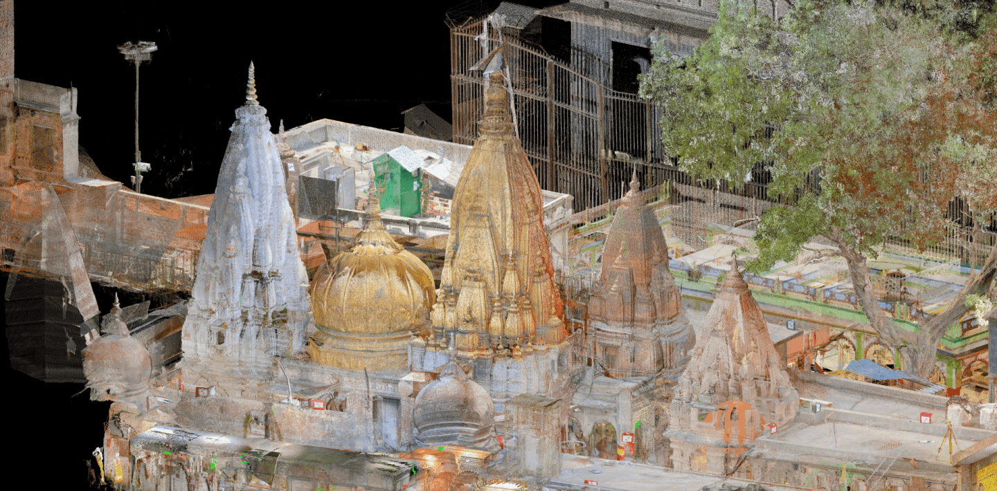 Registered point cloud of a heritage temple complex