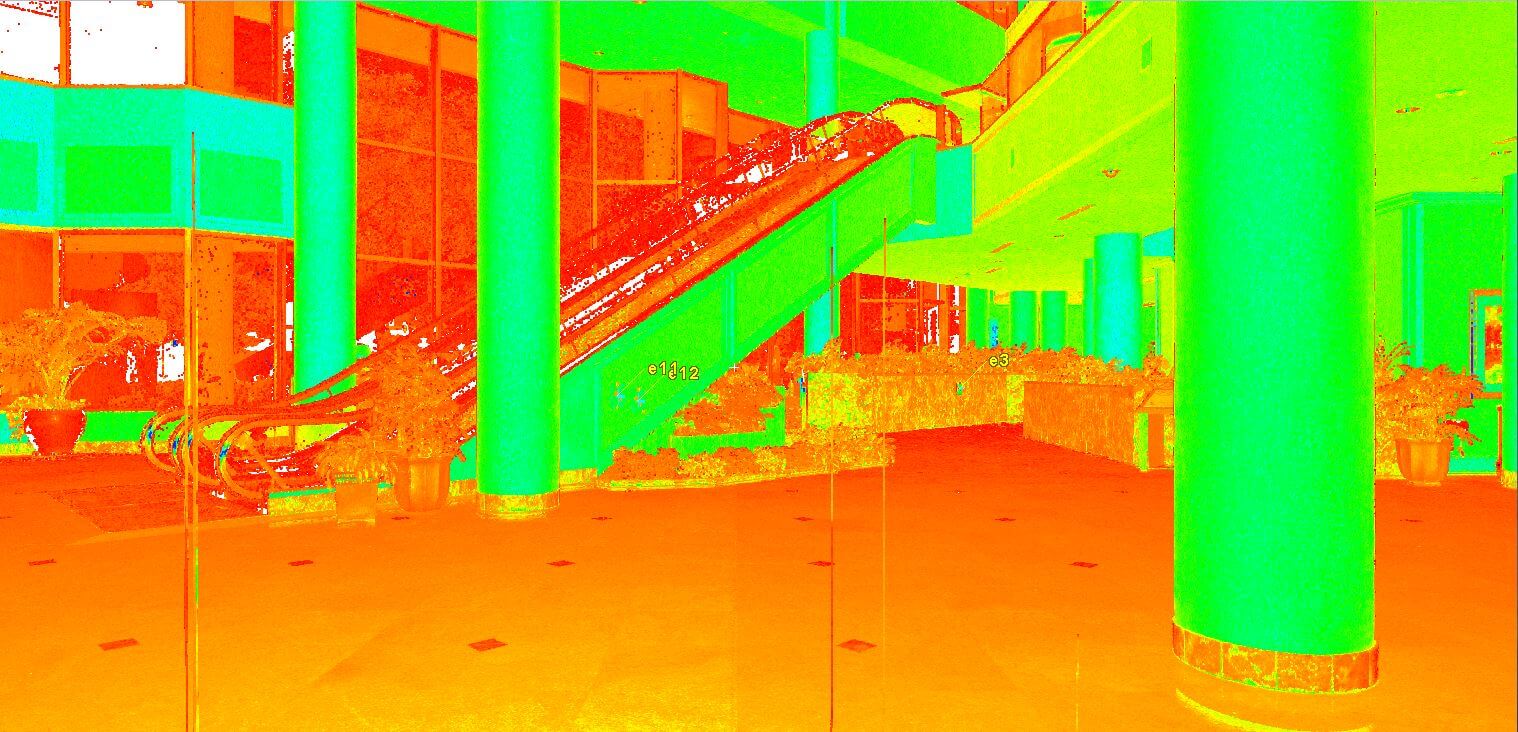 Point cloud of a hotel lobby