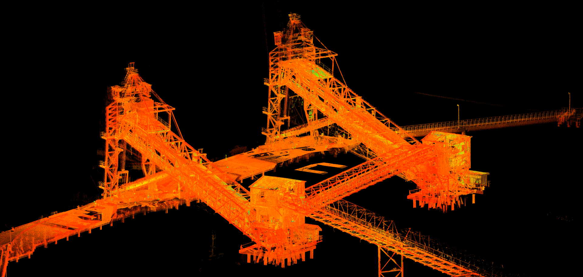 Point cloud of a land-to-ship conveyor structure, Sierra Leone